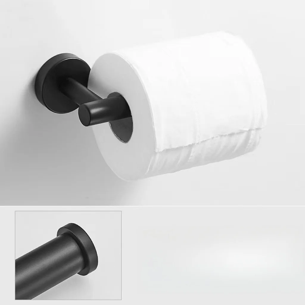 Wholesale One Set Bathroom Accessories Satin Nickel Chrome Black Towel holder Paper holder Hook