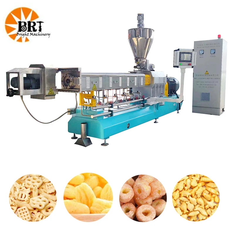 fully automatic commercial puffed corn snacks making machine plant corn puff food production line make extruder machinery