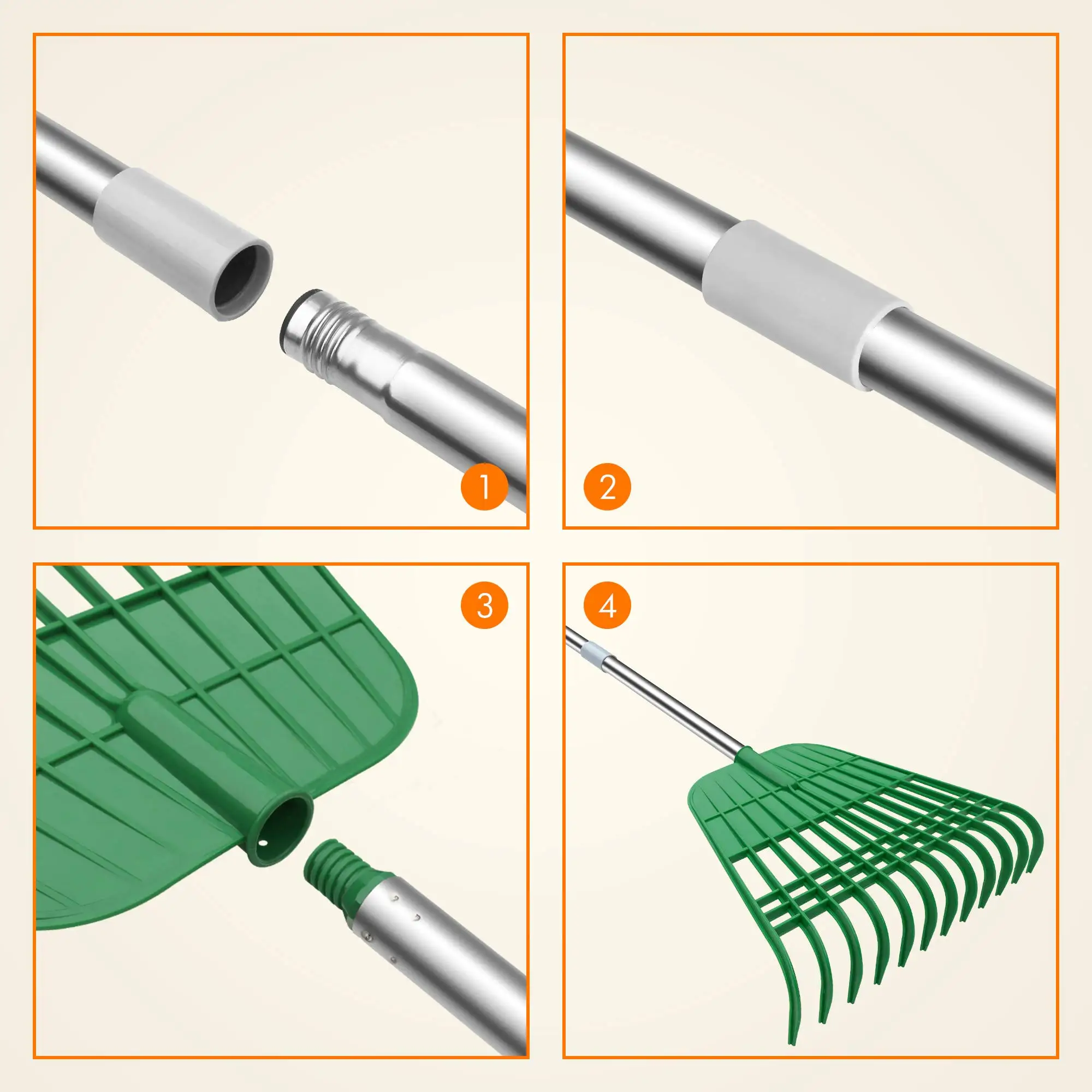 Adjustable Folding Leaves Rake for Quick Clean Up of Lawn and Yard