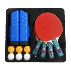 Недорогой набор ракеток для настольного тенниса, 4 ракетки, 6 мячей с 1 Выдвижной сеткой и 1 футляром для хранения, набор ракеток для пинг-понга, набор ракеток для настольного тенниса