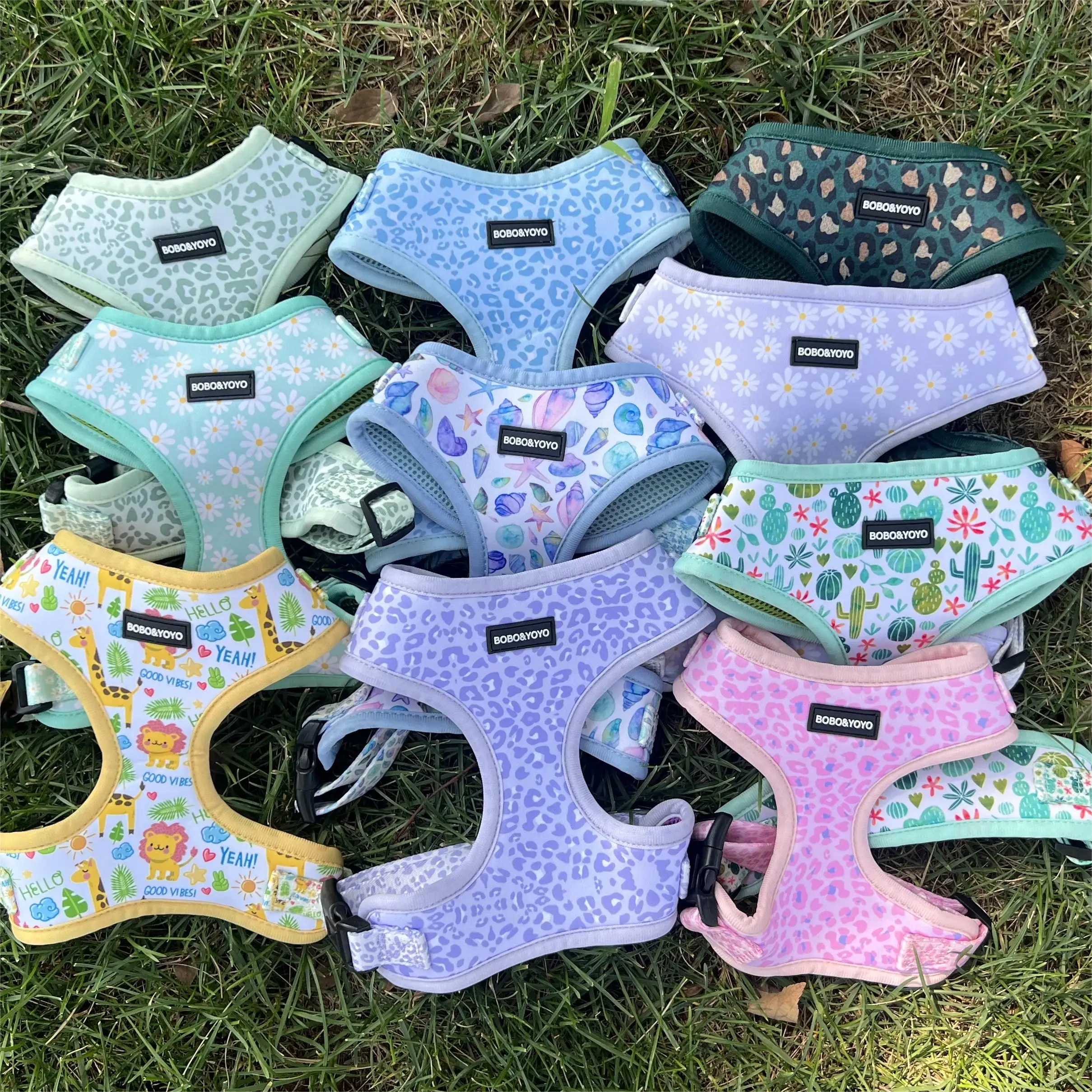 Personalized High Quality Luxury Escape Proof Breathable Mesh Neoprene Cat Pet Dog Harness Leash Lead Collar Set