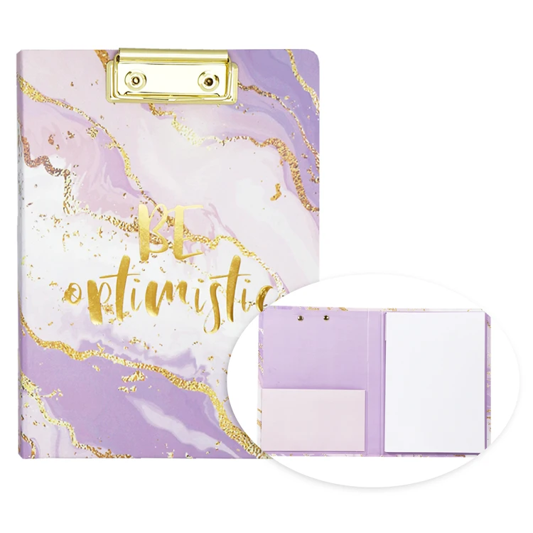 A5 Multifunctional File Holder with Storage Foldable Nursing Clipboard with Metal Clip include memo pad