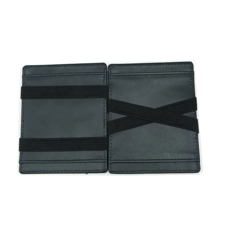 Wholesale dark grey good quality leather for men magic wallet card holder factory price