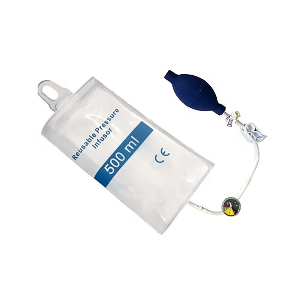 Intravenous IV fluid pressure-injected infusion cuff squeeze system, pressure-infused solution bag pressure device set pump