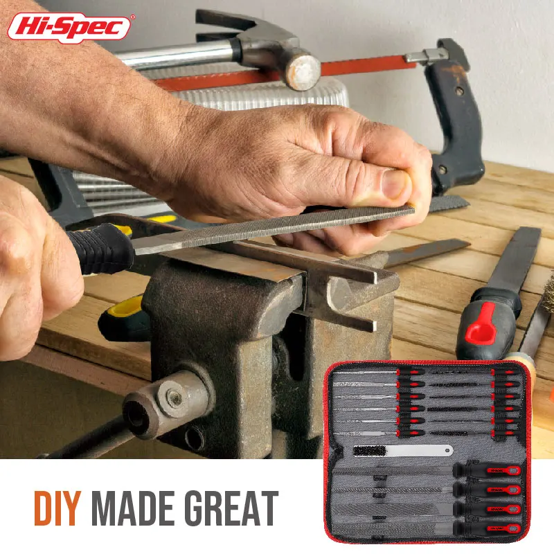 17pc Metal Hand Files, Diamond & Wood Rasp Needle Files Brush Set. Small, Flat, Half, Round, Triangle Steel Files. OEM ODM Ready