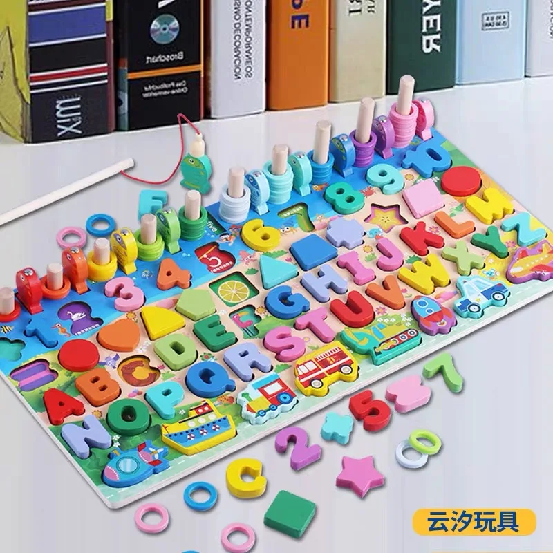 Educational wooden activity matching interactive 3D animal game Baby Logarithm board interactive educational toy gift