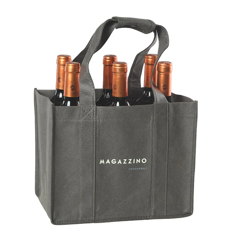 Custom Logo Reusable Non Woven Wine Bags 6 Bottle