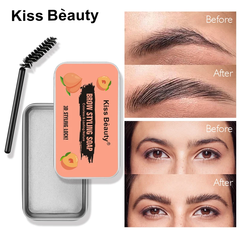 3D Feathery Wild Brow Styling Eyebrow Soap Wax Dense Eyes Brow Transparent Makeup Styling Gel Wax with Brushes Cosmetics Tools