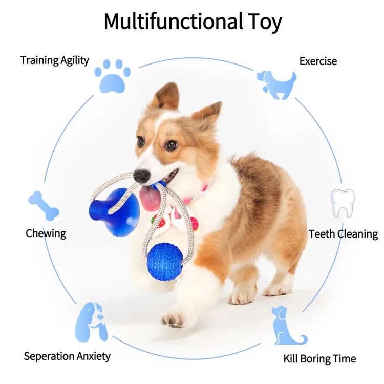 
Pet Molar Bite Dog Toys Rubber Chew Ball Cleaning Teeth Safe Elasticity Soft Puppy Suction Cup Dog Biting Toy 