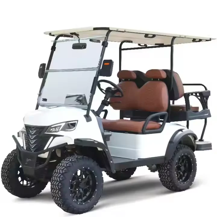 4  Seater Four Wheel Reasonable Prices 72V Electric Golf Cart Black Color with Back Seat
