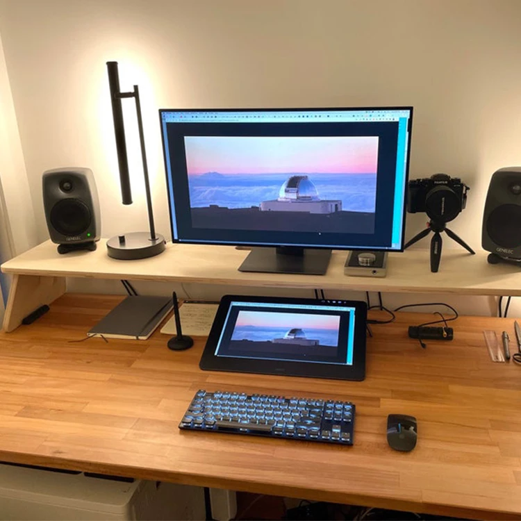 Monitor Desk Display Stand Laptop Riser Monitor Stand Wooden Notebook Desk Mount Display for PC TV Screen with Storage