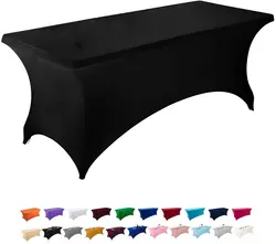 6ft Stretch Spandex Table Cover for Standard Folding Tables - Universal Rectangular Fitted Tablecloth Protector for Wedding
