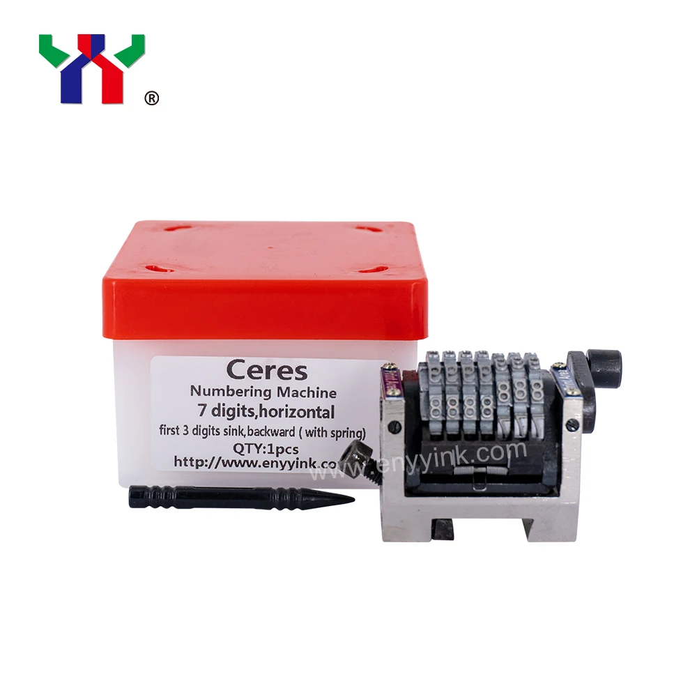 Ceres Made-In-China horizontal and Backward Numbering Machine for GTO (with spring) 7 Digits Number Arabic Number