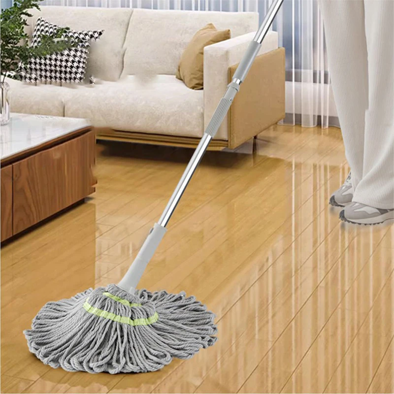 Household Rotatable Microfiber Cotton Mop Long Handle Self-Twisting Washable Water Dust Mop