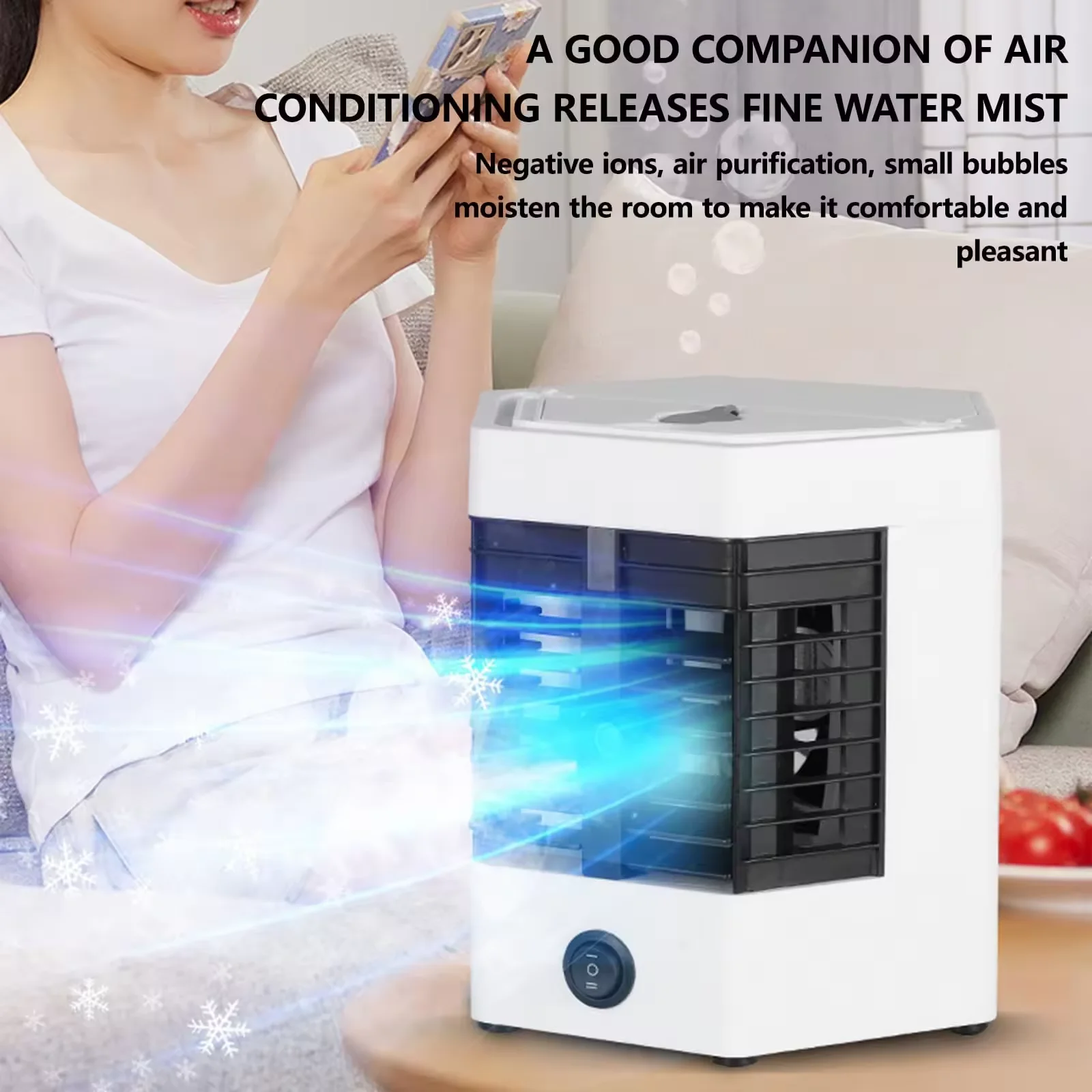 Portable 3 in 1 Personal Evaporative Humidifier Mini Air Cooler Fan