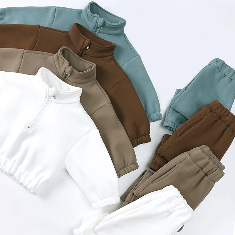 2024 fashion blank winter clothes set 2 piece jogger set for children