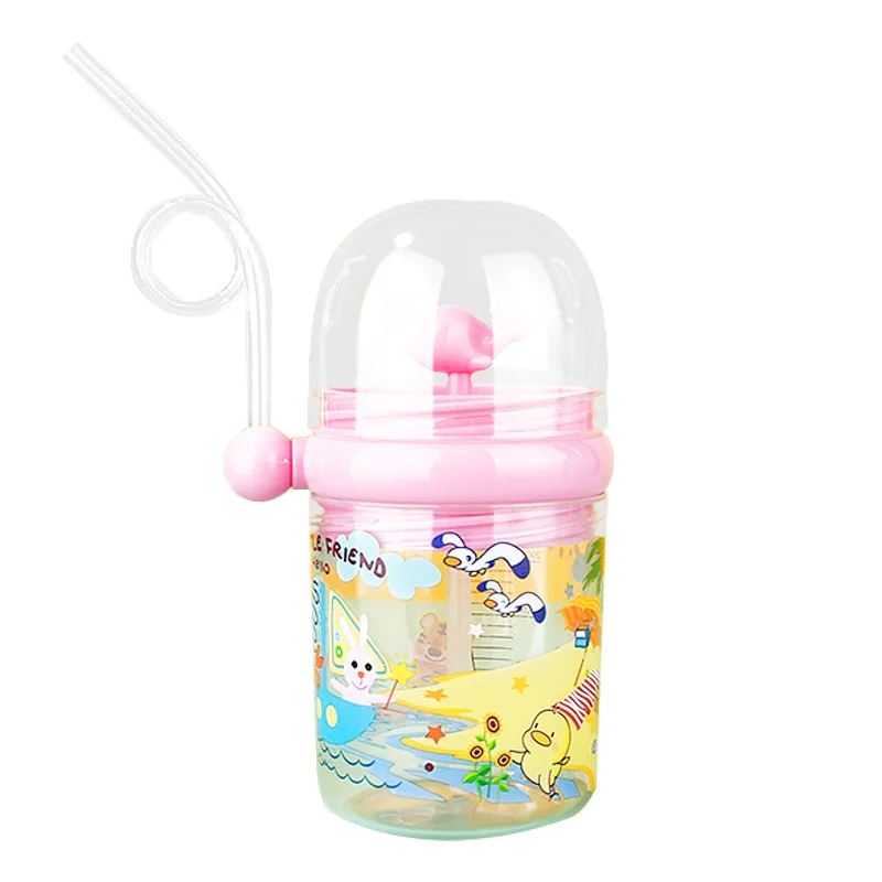 Cartoon Whale, Water Spray Cup, Plastic Straw, Drop-resistant, Student Portable Kettle.
