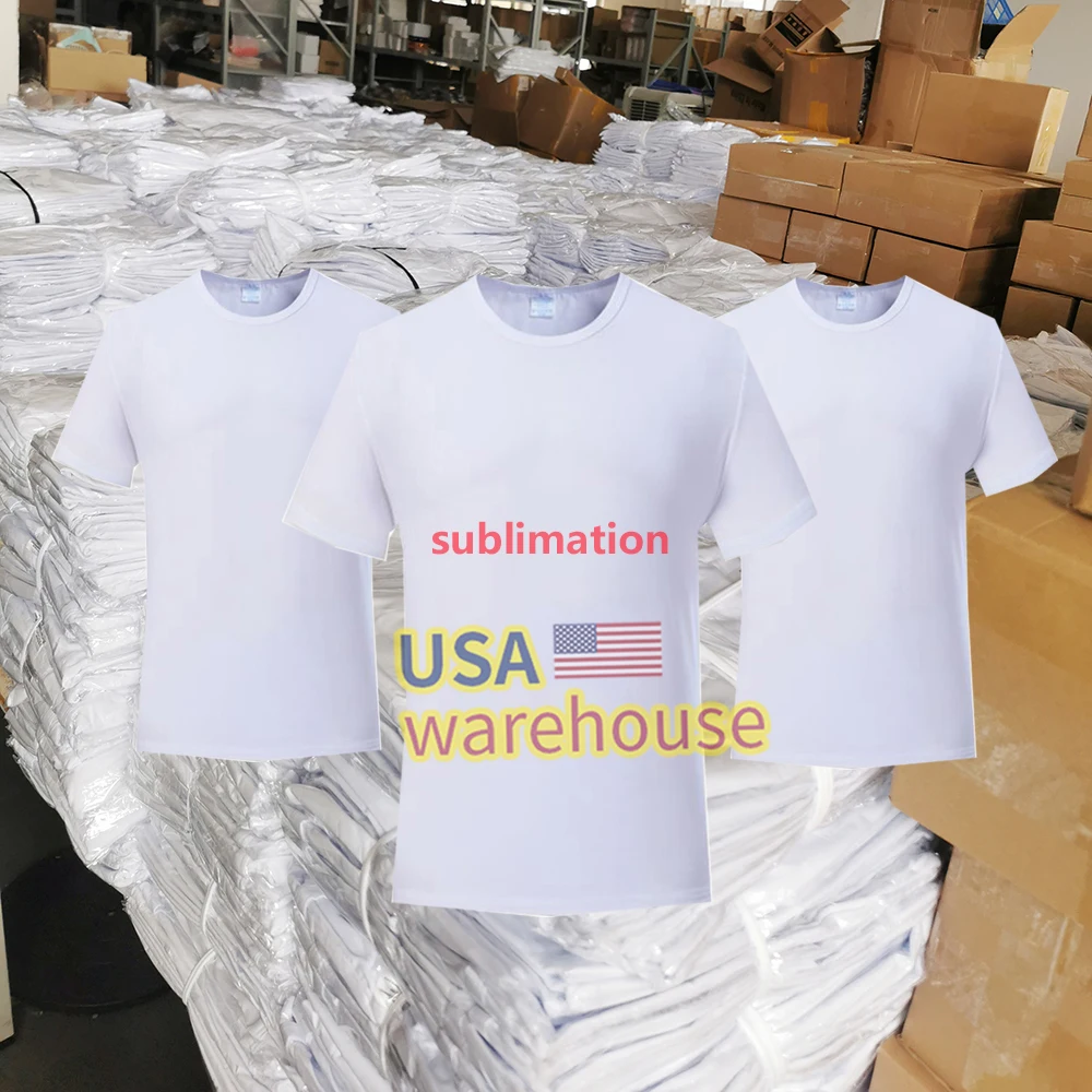 US WAREHOUESE sublimation shirts 100 polyester t shirt wholesale  tee t-shirt 100% polyester sublimations blank mens t shirts