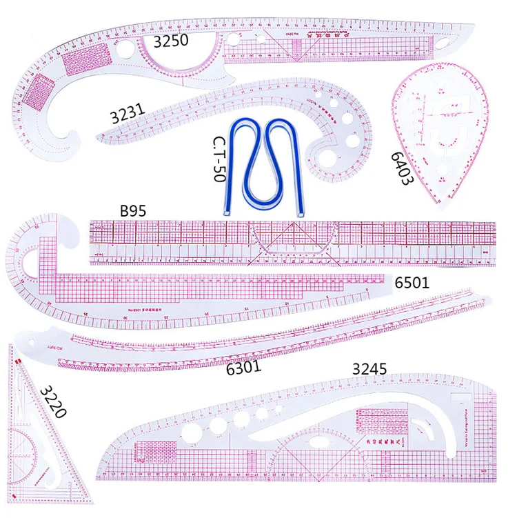 Multi-Function Grading Sewing Kit Armhole Curve Ruler Set  Sewing Kit Armhole Curve Ruler Plastic Scale Ruler