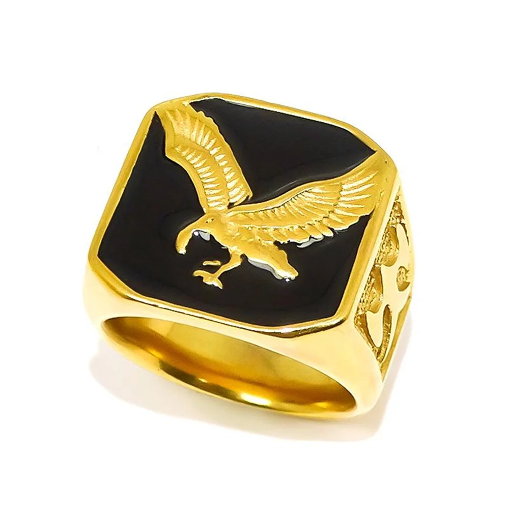 Philippines Gold Plated Eagle Ring American Soldier Stainless Steel Man Rings Free Sample
