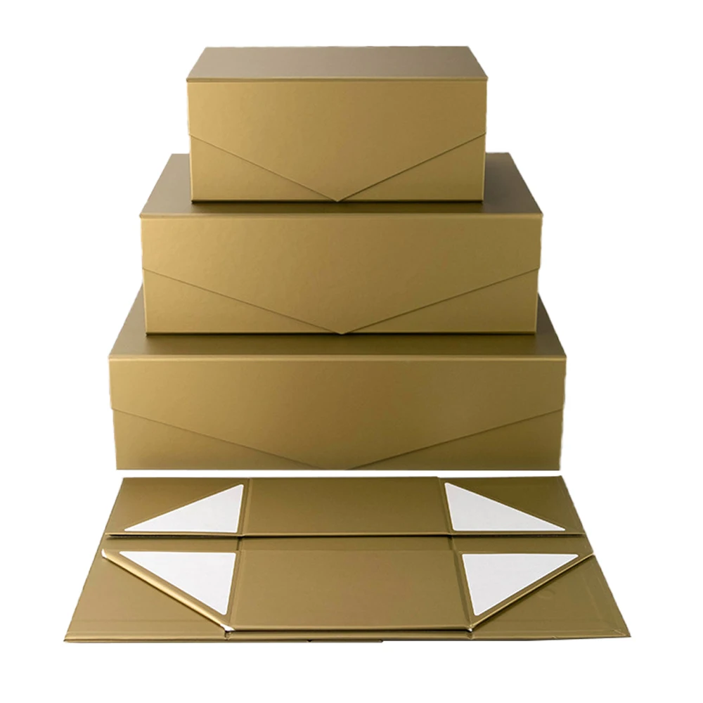 Three Sizes Ready To Ship Luxury Folding Magnet Packaging Box Foldable Magnetic Gift Boxes With Magnetic Lid For Small Business