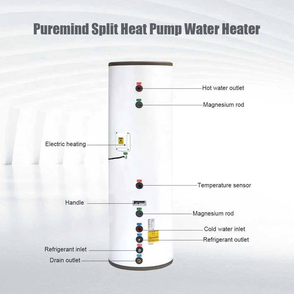 Gree Split Type Water Heater R410a Air Source to Water Inverter Commercial Home Heat Pump Electric Water Boiler Storage Tank