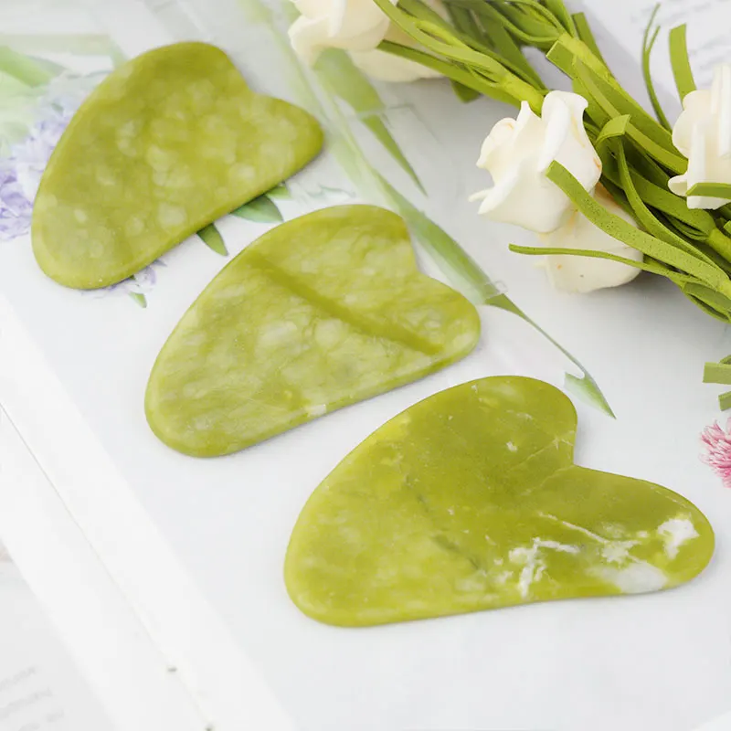 Skin Care Tools Custom Natural Facial Massage Gua Sha Scraping Board Heart Jade Guasha Stone