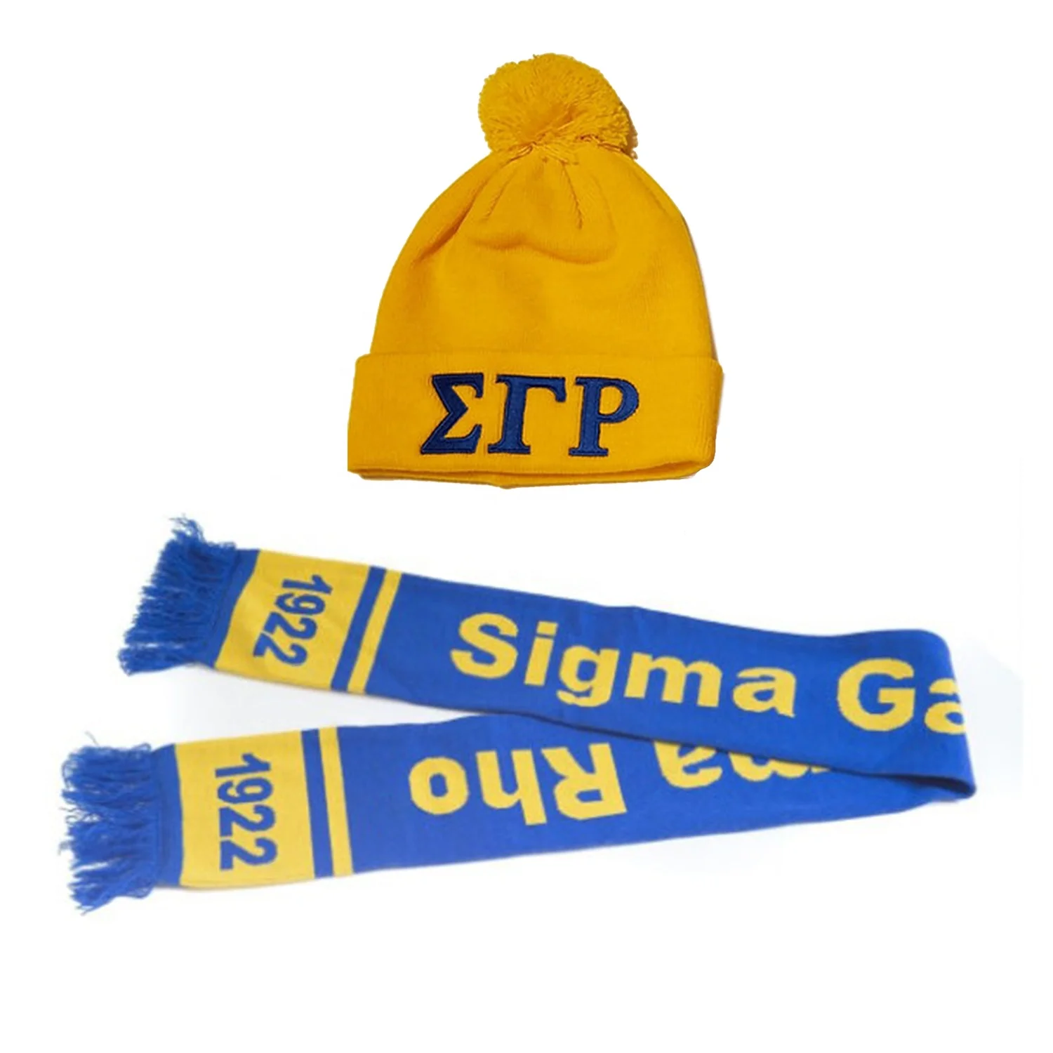 Custom sigma gamma rho Knitted Winter Knit Scarf Beanie Set Fashion knitted winter foot ball scarves beanie hat