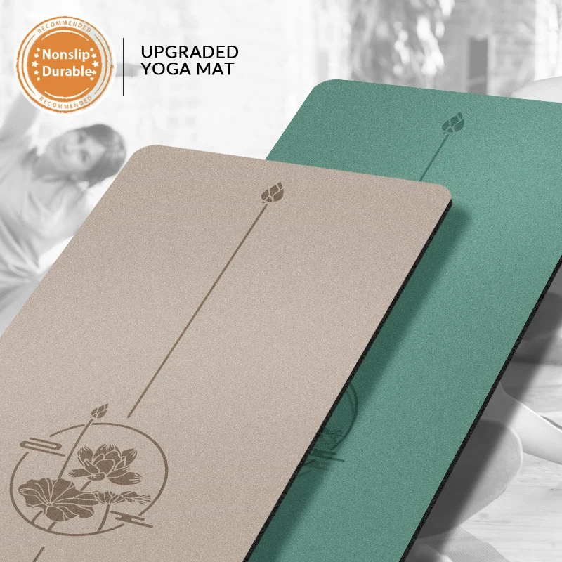 Eco Friendly Best Custom Printed Anti-Slip Upgrade Grey Pu Leather Coconut Fiber Silk Natural Frosted Upgrade Pu Rubber Yoga Mat