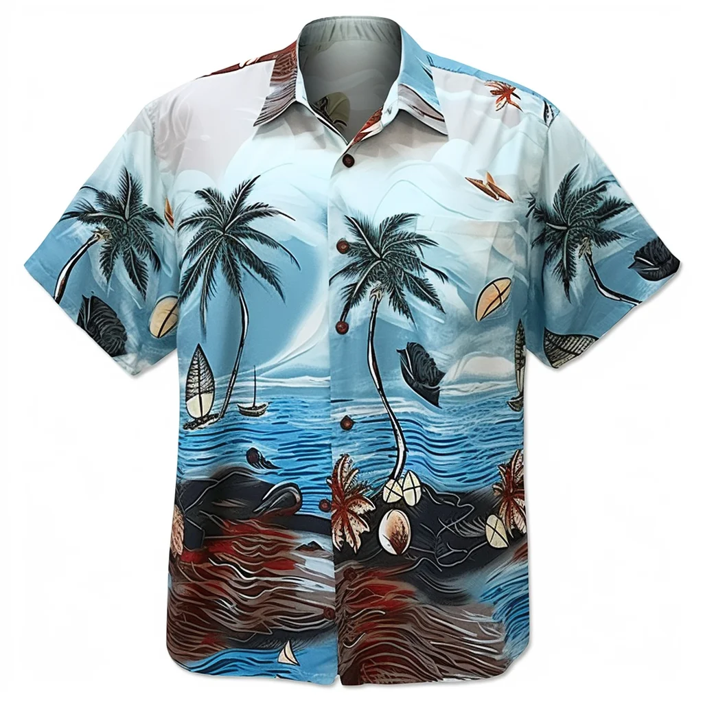 Joyord Custom Shorts Sleeve Beach Shirt Vintage Flower Button Down Shirts sea coconut beauty hawaiian shirts For