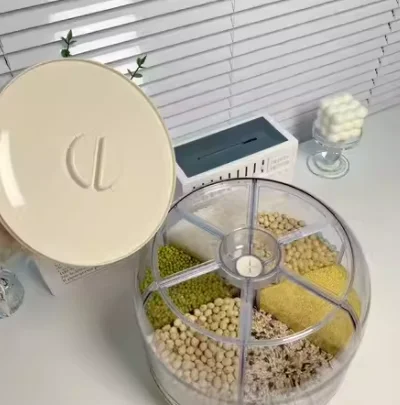 Rmier Rotatable Bean Storage Box Grains Separate Home Damp Proof Rice Tank Countertop Rice Holder Kitchen Dispenser
