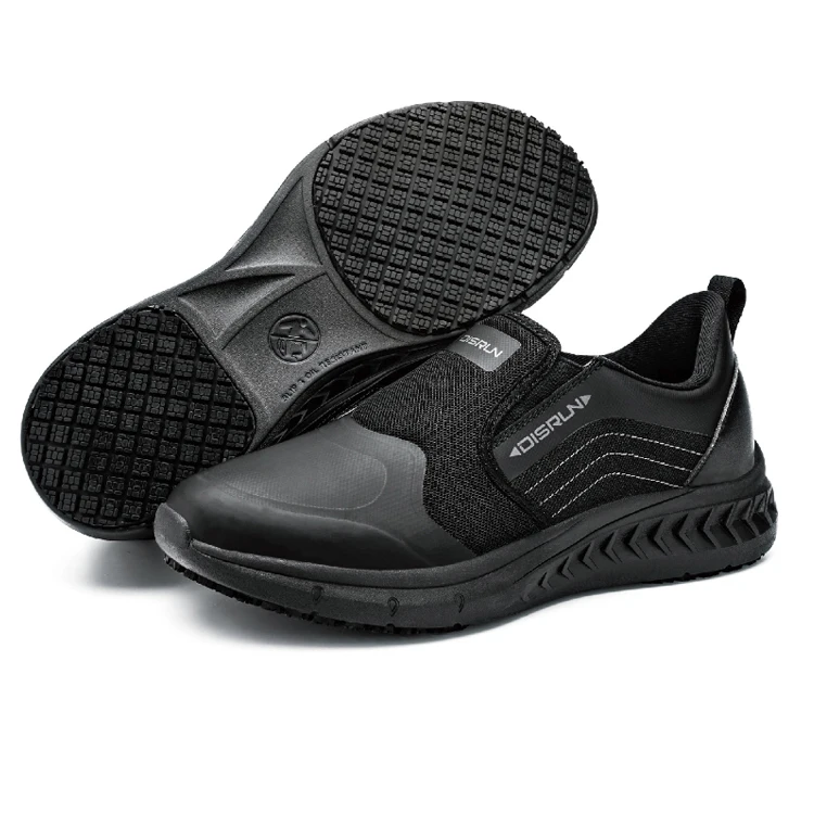 DISRUN ASTM Black Safety Hotel Waterproof Hotel Kitchen Anti-slip Wholesale Restaurant Shoes for Workers