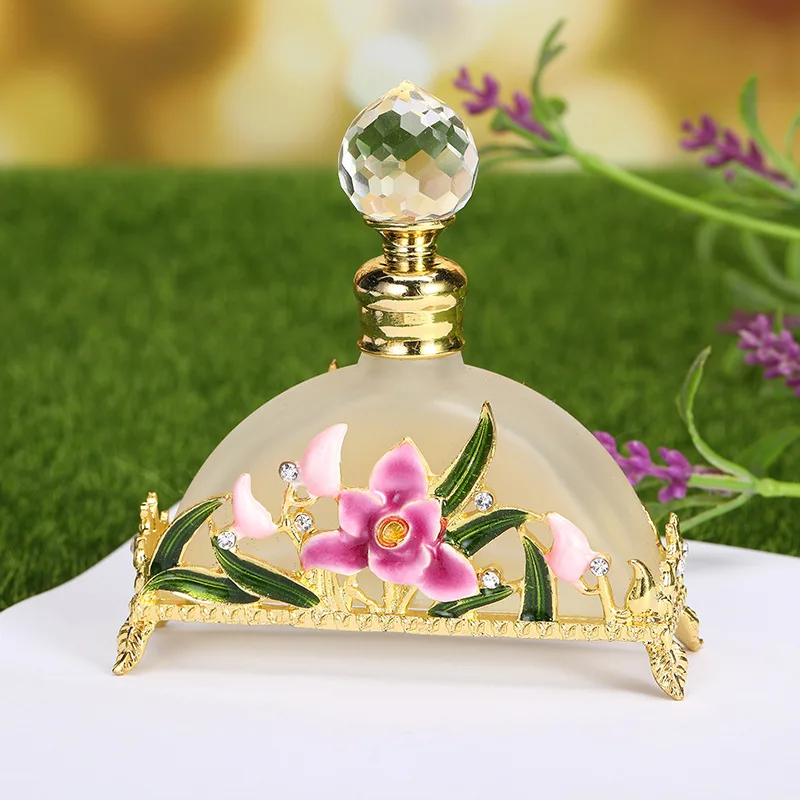 Dubai Oil In Separate Car Perfum Bottl Spot Luxury Perfume Bottle Orchid Semicircular Enamel Oil Perfume Bottle 100ml