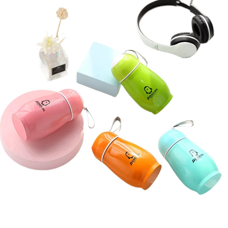 200ml Stainless Steel Cartoon Penguin Cute Vacuum Flask Kindergarten Children Big Belly Cup Gift