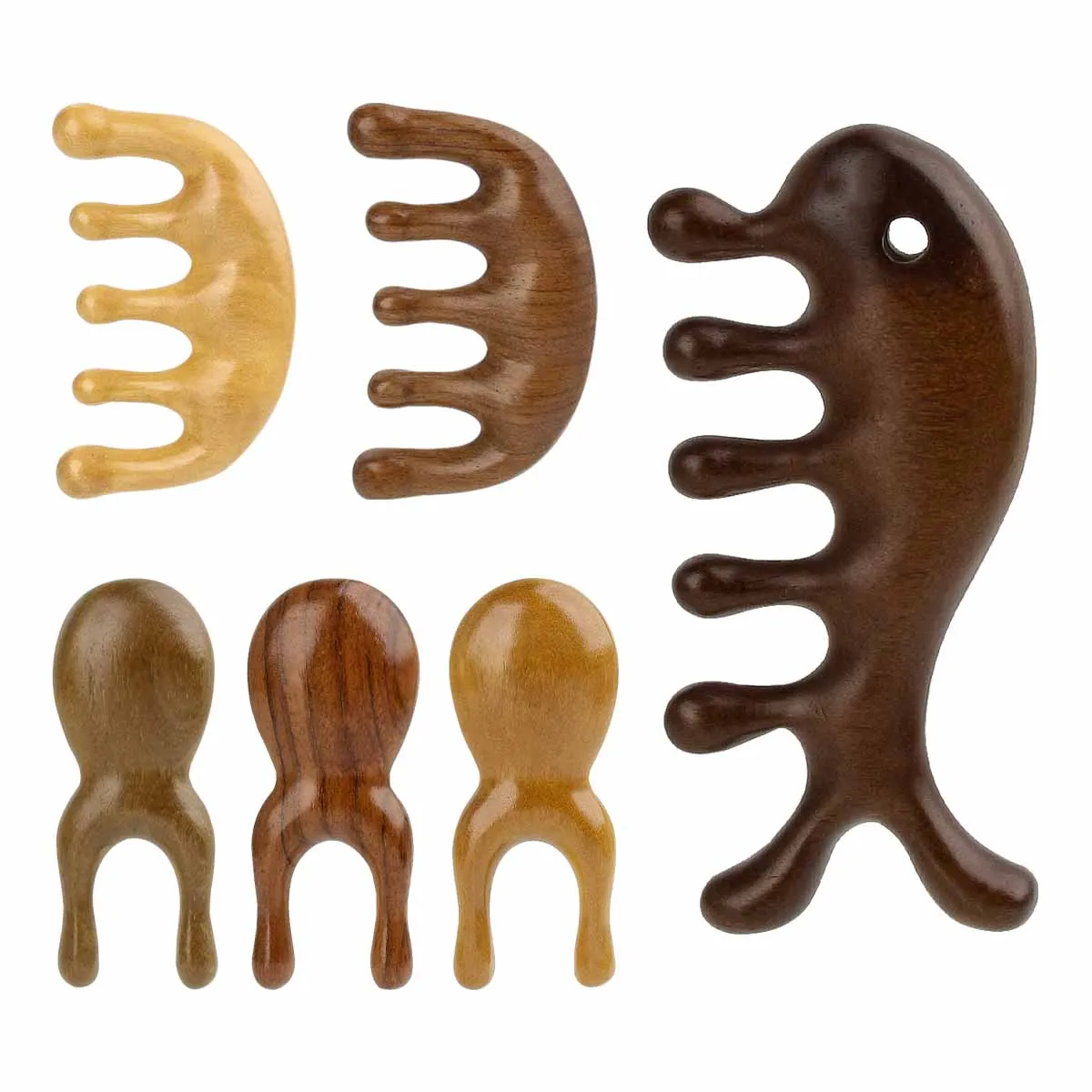 Hot Selling Item Sandal Wood Comb Five Teeth Round Head Massage Scalp Meridian Comb General Body Point Rosewood Massage