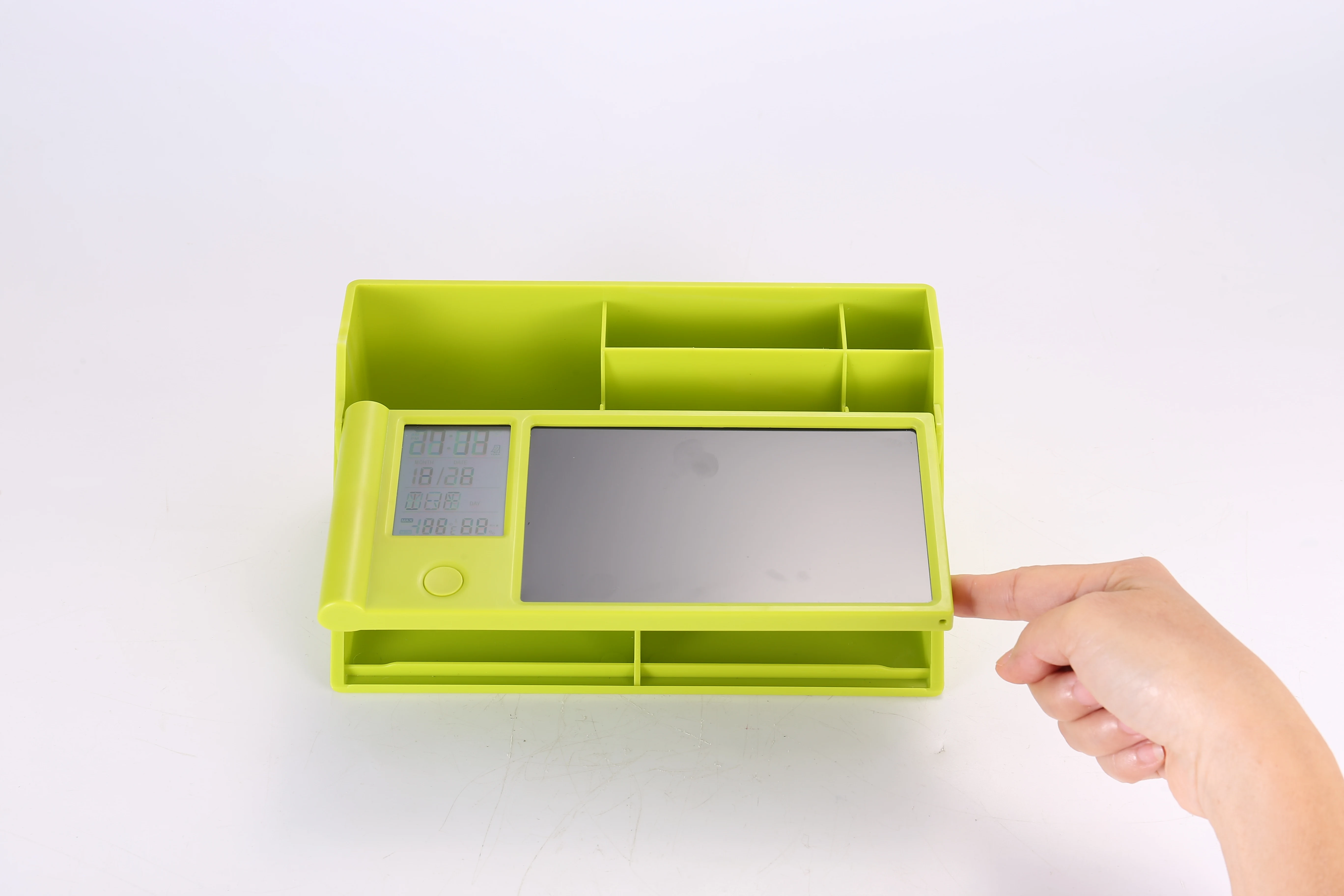 China Manufacture Pen Holder With Lcd Note And Electronic Clock Scheduler Display Message Writing Board