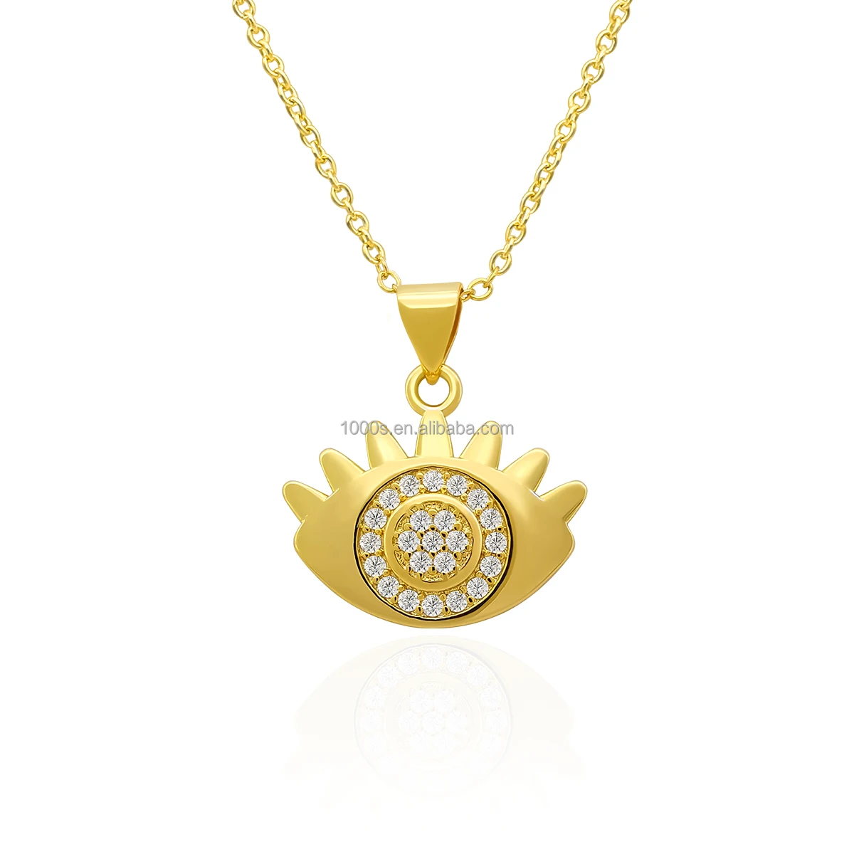 Fashion Jewelry Brass 18K Gold Plated with Eye Pendant with Zircon Necklace Jewelry For Women