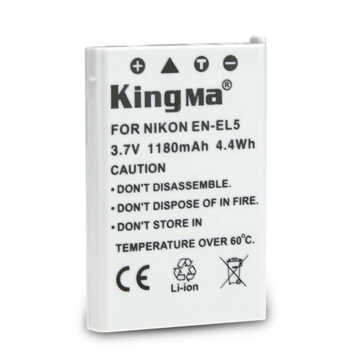 KingMa Rechargeable Camera Battery EN-EL5 1180mAh Digital Battery 3.7V Camera Battery for Nikon CoolPix 3700 4200