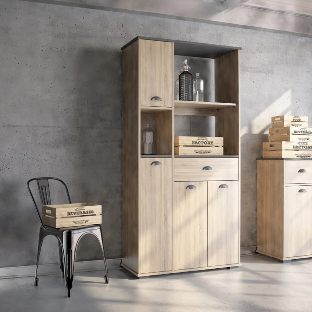 Best Choice Good Price Kitchen Furniture Wood Storage Unit Tall Hutch Side Buffet Kitchen Microwave Cabinet With Shelf