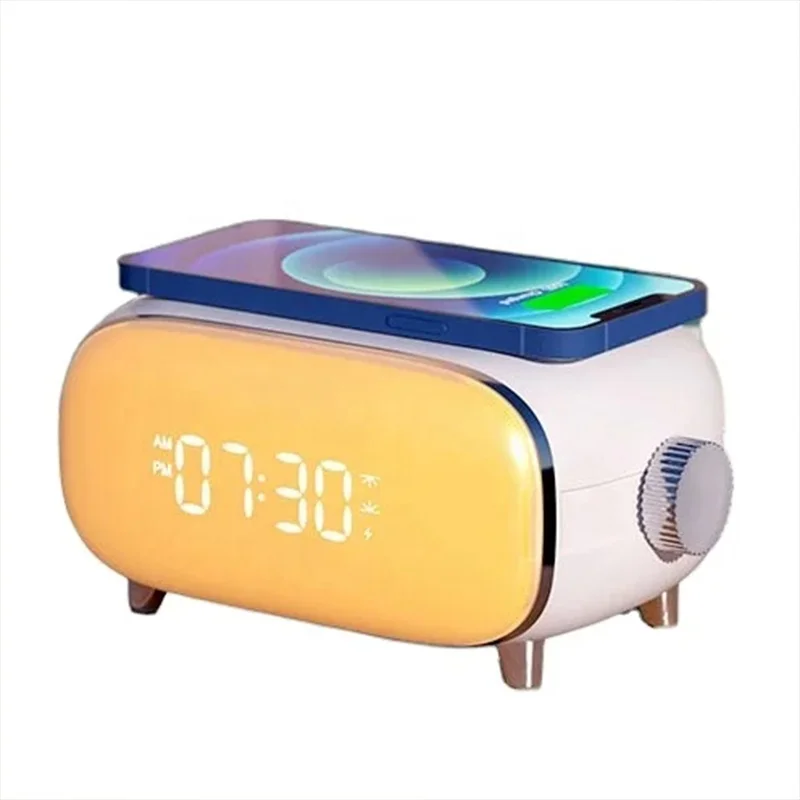 Creative Gift Sunrise Alarm Clock Wireless Charger Lamp LED Light With Radio Table Clock Wake Up Light