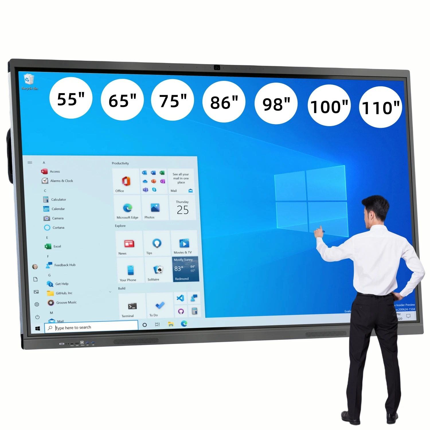 55/65/75/86/100 Inch Classroom Lcd Monitor School Teach Touch Screen Digital Smart White Board Flat Panel Interactive Whiteboard