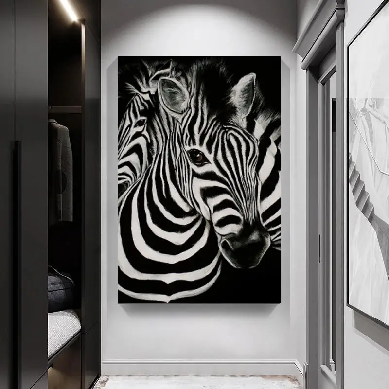 Оптовая продажа Современная текстурированная картина маслом на холсте с изображением животных зебры домашний декор