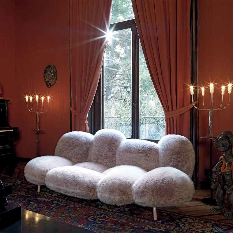 Modern design plush net red powder sofa model room apartment private house sofa