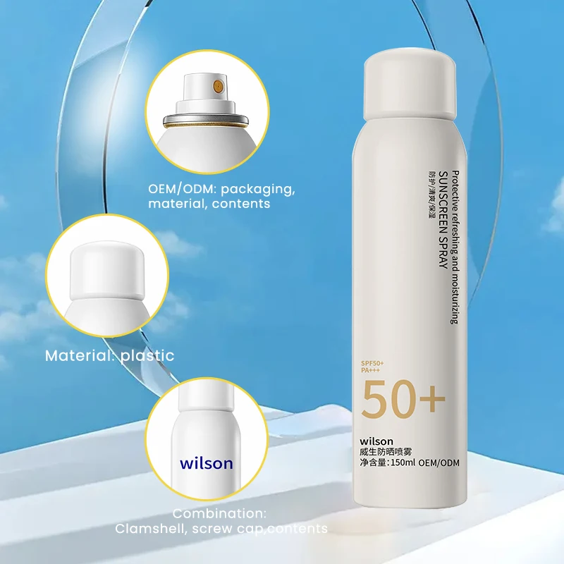custom sunscreen Factory Lightweight Formula Water Resistant Broad SPF50 sunscreen tanning Spray