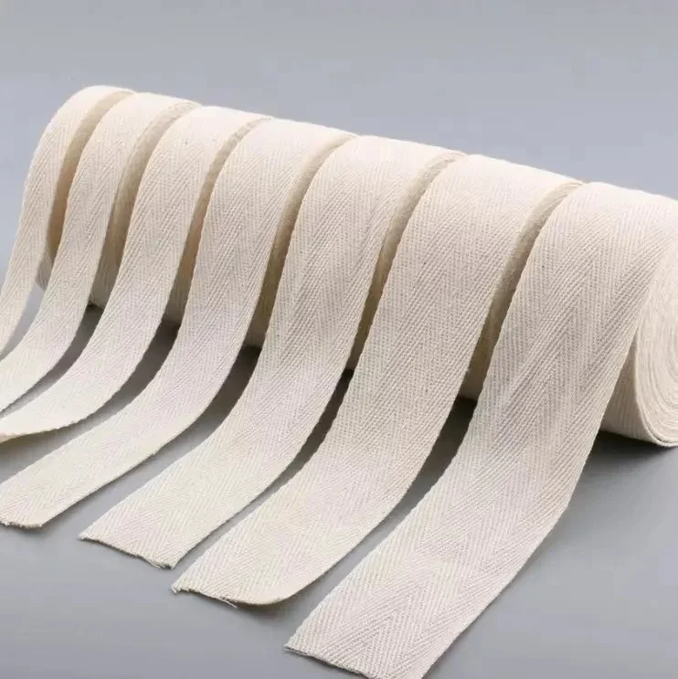 Webbing Herringbone Twill White Beige Tape for DIY Sewing Accessories Custom Width Flat 100% Cotton Sport Shoes Sustainable