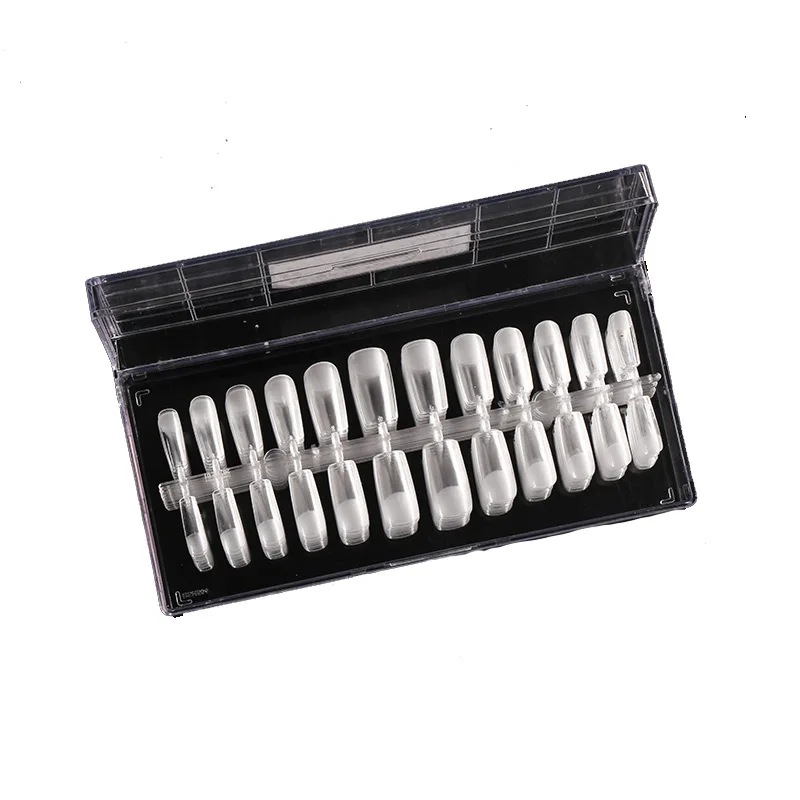 Заводская оптовая цена, наконечники в форме гроба, прозрачные акриловые накладные ногти с полным покрытием, очень длинные c-образные прозрачные накладные ногти