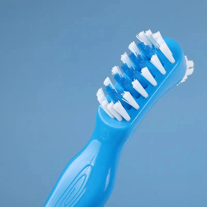Denture Toothbrush With Ordinary Hard Bristle False Teeth Dual Brush Heads Total Cleaning