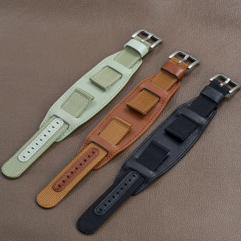 JUELONG High Quality Nylon Leather Watch Band Nylon PU Leather Reinforcement Nylon Watch Strap Watch Wrist Band