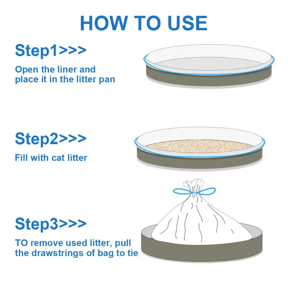 BENBEN Cat Litter Box Liners, Drawstring Large Kitty Litter Pan Bags Jumbo Extra Durable Pet Cat Supplies