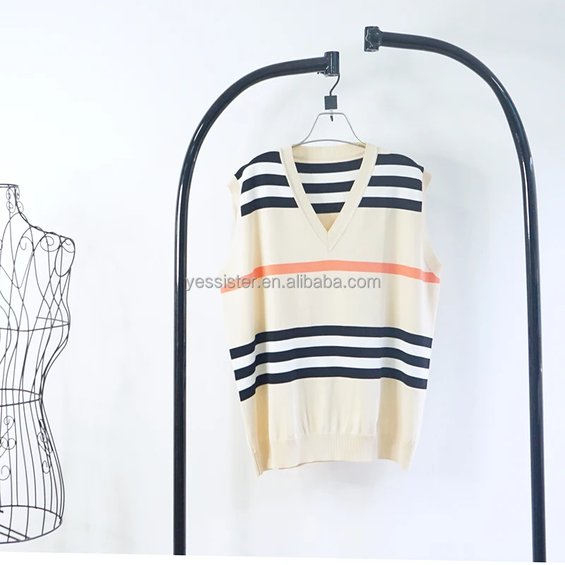 Classy Ladies Shirts V Neck Oversized Loose Knitted Crop Top Sweater Vest